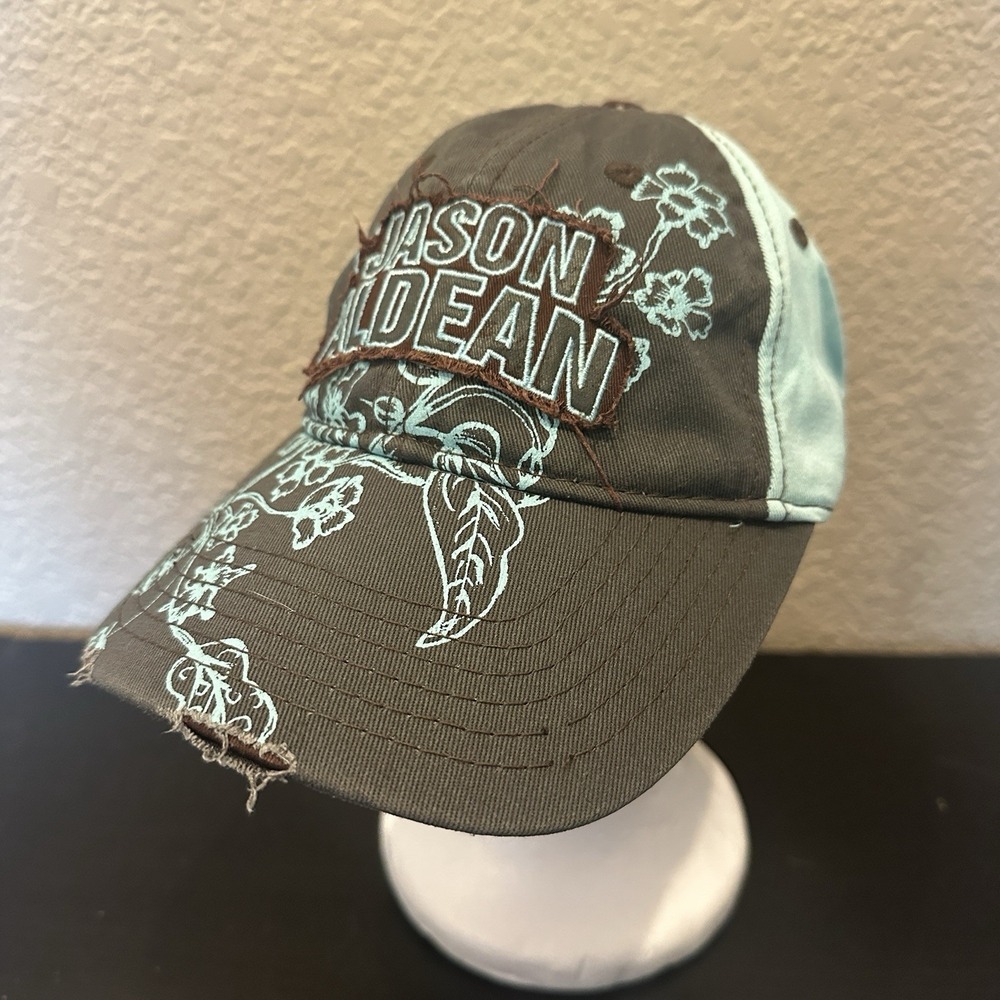 Jason Aldean Distressed  Blue Green Brown Snapback Hat / Cap Concert Band Singer